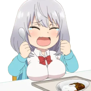 😭 anime, płacz, kawaii, jedzenie, łyżka, głodny, dziewczyna telegram sticker