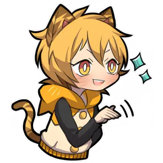 😁 애니메이션, 고양이, 스티커, 귀여운, 카와이, 반짝이, 노란색 telegram sticker