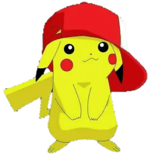 🧢 Pikachu Pokemon โปเกมอน, ปิกาจู, การ์ตูน, หมวก, สีเหลือง telegram sticker