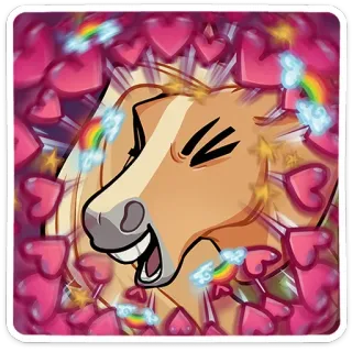 🥰 koń, tęcza, serca, kreskówka, naklejka, zwierzę telegram sticker