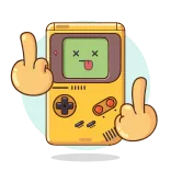 🖕 gameboy, middle finger, gaming, retro, pixelated, dead telegram sticker