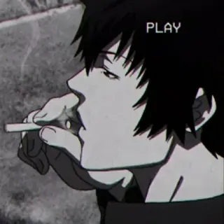 🚬 PLAY Anime, Sigaretta, Fumo, Bianco e nero, Maschio telegram sticker