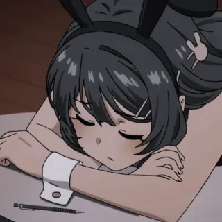 🐰 anime, bunny girl, sleepy, kawaii, cute, cartoon telegram sticker