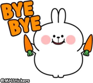 ✋ BYE BYE bunny, carrot, bye, goodbye, cute telegram sticker