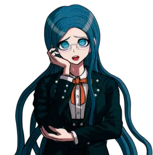 🤔 Tsumugi Shirogane Danganronpa Anime, Dziewczyna, Niebieskie włosy, Okulary, Danganronpa, Tsumugi Shirogane whatsapp sticker