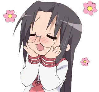 ❤️ Kagami Hiiragi Lucky Star Anime, Dibujos animados, Lucky Star, Kagami Hiiragi, Lindo, Kawaii, Flores, Avergonzado/a whatsapp sticker