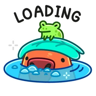 🤔 LOADING กำลังโหลด, กบ, คาปิบารา, การ์ตูน, น่ารัก, สัตว์, น้ำ, ตลก telegram sticker