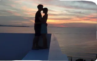😍 Silueta, Atardecer, Pareja, Romance, Amor, Océano telegram sticker