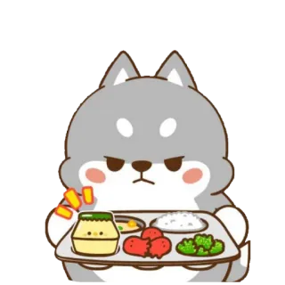 🍱 สัตว์, หมา, อาหาร, ถาด, การ์ตูน telegram sticker