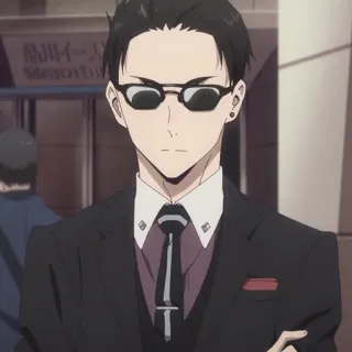 💳 Anime, Charakter, Sonnenbrille, Anzug, Ernst, Formal telegram sticker