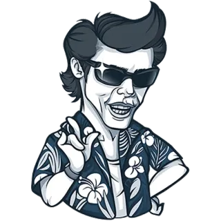 👌 Kreskówka, Mężczyzna, Okulary przeciwsłoneczne, Szczęśliwy, Naklejka telegram sticker