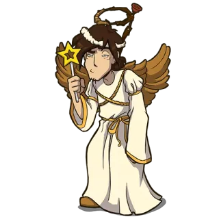 😒 angel, cartoon, wings, star, wand telegram sticker