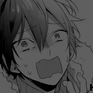 🪡 anime, manga, terkejut, kaget, emosi, hitam putih telegram sticker