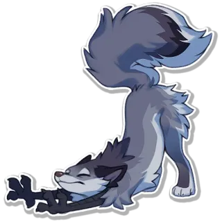 🥱 หมาป่า, ยืด, การ์ตูน, สัตว์ telegram sticker