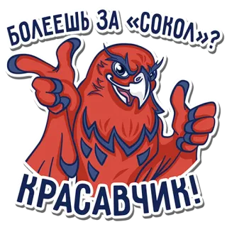 🏒 Болеешь за «Сокол»?
КРАСАВЧИК! owl, sokol, mascot, animal, cartoon, russian, bird telegram sticker