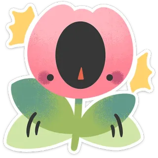 😮 花, かわいい, 漫画, 植物, 可愛い, ステッカー telegram sticker