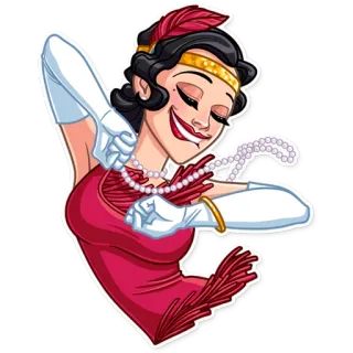 💃 flapper, 1920s, vintage, retro, woman, party, pearls telegram sticker
