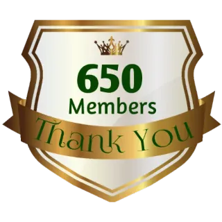 ⚜ 650 Members Thank You membros, obrigado, celebração, conquista, emblema telegram sticker