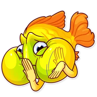 🤢 ryba, kreskówka, zwierzę, smutny, dąsy, żółty telegram sticker