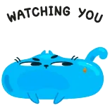 👀 WATCHING YOU cat, watching, cartoon, funny, animal, sticker, cute telegram sticker