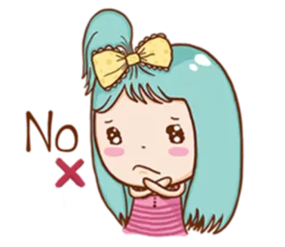 🙅 No x! Cartoon, Mädchen, Nein, Ablehnung, Süß, Abweisung telegram sticker