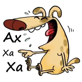 😂 cane, cartone animato, ridere, indicare, umorismo, animale whatsapp sticker