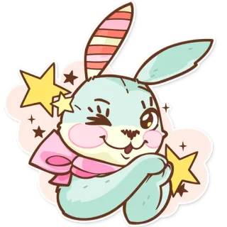 😉 słodkie, kawaii, królik, gwiazda, zwierzę, naklejka telegram sticker