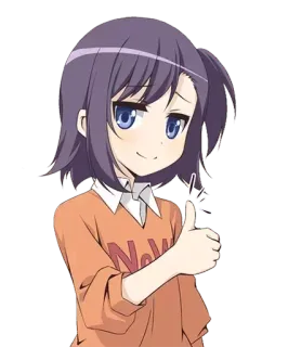 👍 Now anime, cartoon, girl, thumbs up, positive whatsapp sticker