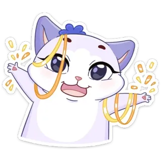🥳 chat, mignon, autocollant, dessin animé, animal, illustration whatsapp sticker