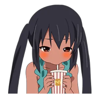 🍹 Anime, Desenho animado, Menina, Bebendo, Bonito, Personagem telegram sticker
