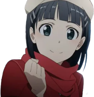 😃 Yuuki Konno Sword Art Online animé, fille, souriant, mignon, personnage, jeune, écharpe whatsapp sticker