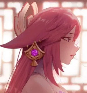 🌟 Yae Miko Genshin Impact Anime, Trò chơi điện tử, Genshin Impact, Yae Miko, Fanart, Tóc hồng, Nhân vật whatsapp sticker