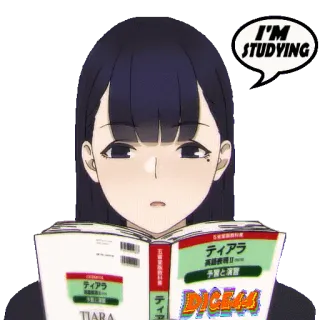 📓 I'M STUDYING anime, studying, book, school telegram sticker