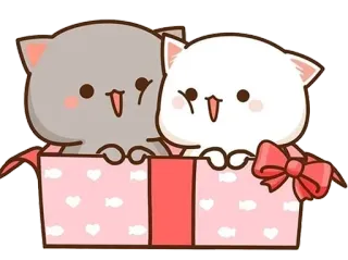 😘 kucing, anak kucing, imut, hewan, kotak, kartun, hadiah, kawaii telegram sticker