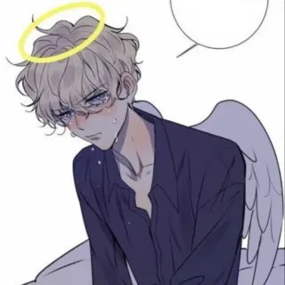 ✨ ángel, alas, halo, estilo anime, triste, llorando whatsapp sticker