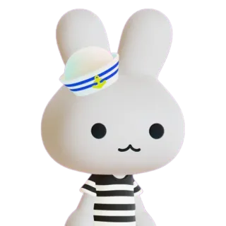 🤍 thỏ, thủy thủ, phim hoạt hình, dễ thương, thỏ, động vật telegram sticker