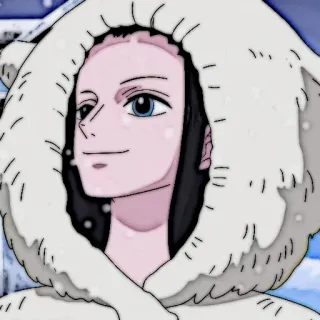 📜 Nico Robin One Piece 动漫, 海贼王, 妮可·罗宾, 角色, 冬天, 连帽衫 telegram sticker