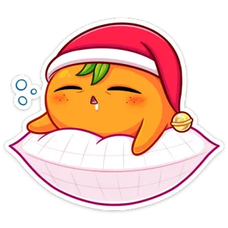 🤤 orange, fruit, sommeil, dormir, oreiller, chapeau, mignon, dessin animé telegram sticker