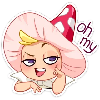 😏 Oh my гриб, милый, мультфильм, наклейка, выражение, о боже, смешной telegram sticker