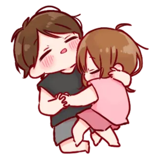 💞 pareja, dibujos animados, abrazo, amor, cariño whatsapp sticker