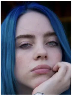 🙁 Billie Eilish 比莉·艾利什, 音乐家, 歌手, 流行明星, 蓝头发 telegram sticker