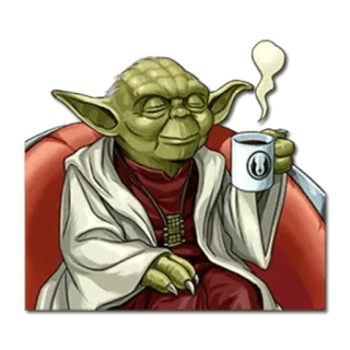 ☕ Yoda Yoda, Star Wars, Jedi, café, relajación whatsapp sticker