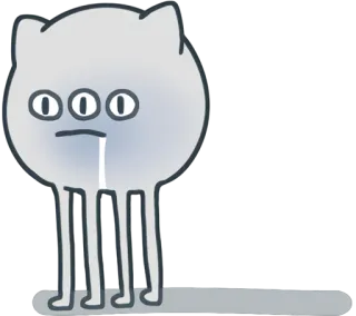 👽 кот, монстр, три глаза, слезы, мультик, грустный, инопланетянин whatsapp sticker