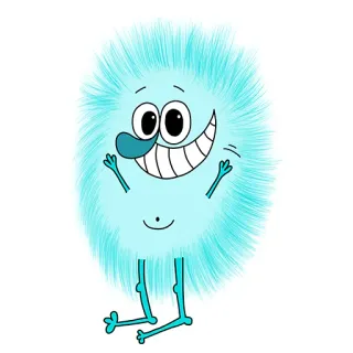 😀 Quái vật, Hoạt hình, Dễ thương, Mềm mại, Xanh dương, Minh họa whatsapp sticker