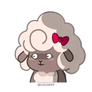 😐 sheep, animal, cartoon, cute, bow, lamb telegram sticker