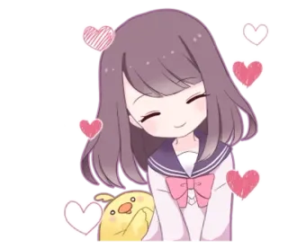 🌟 Chica anime, Dibujos animados, Corazones, Lindo, Kawaii, Chibi telegram sticker