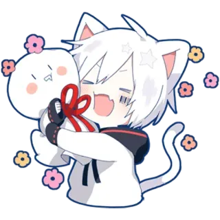 🤗 anime, cat, kawaii, cute, cartoon, sticker telegram sticker