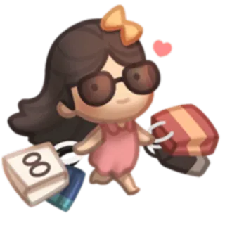 🛍 Shoppen, Vrouw, Cartoon, Leuk, Tassen, Cadeaus telegram sticker