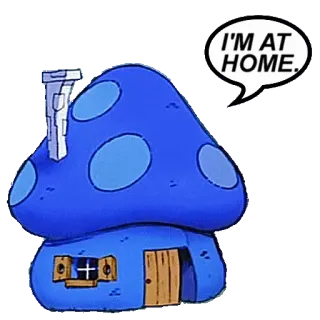 🏚 I'M AT HOME. Puffo, Casa, Cartone animato, Casa telegram sticker