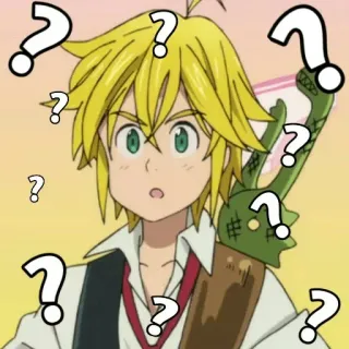 ❓ Meliodas Seven Deadly Sins アニメ, はてなマーク, 混乱, メリオダス, 七つの大罪 telegram sticker